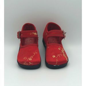 Infant Girl China Gold Floral Shiny Shoes Size 5